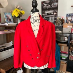 Vintage Giesswein Austria Wool Jacket Cropped Military Red